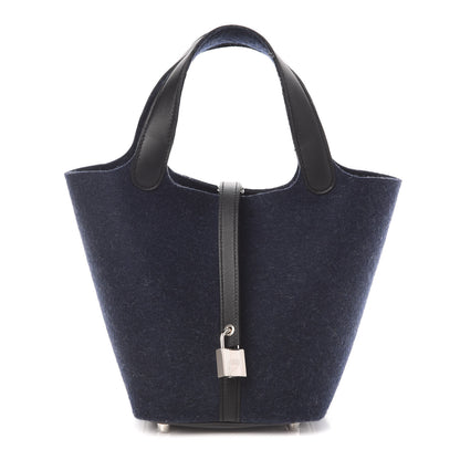Hermes Feutre Swift Picotin Lock 18 PM Bleu Nuit Black 1 of 13