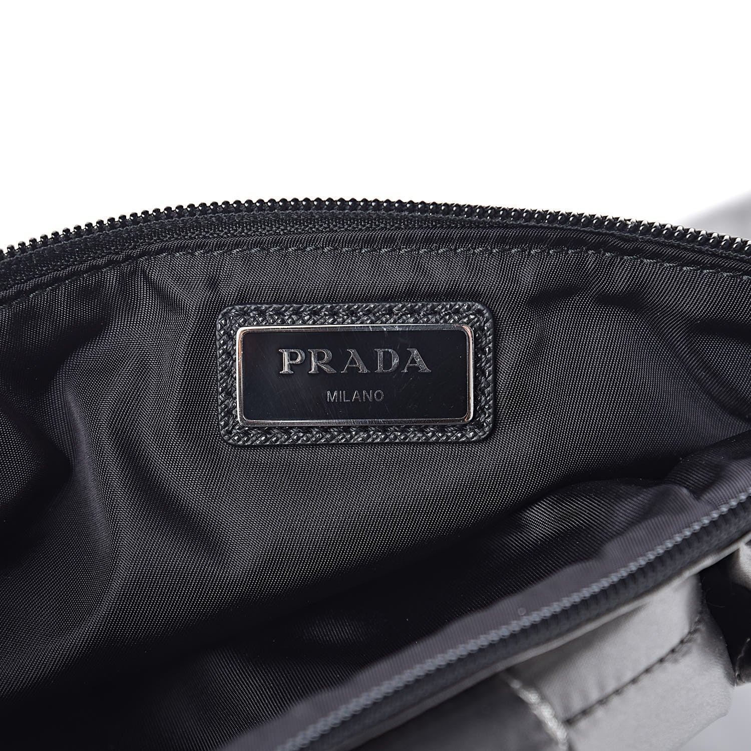 Prada Metallic Tessuto Nylon Metal Triple Pocket Belt Bag Ferro 6 of 9