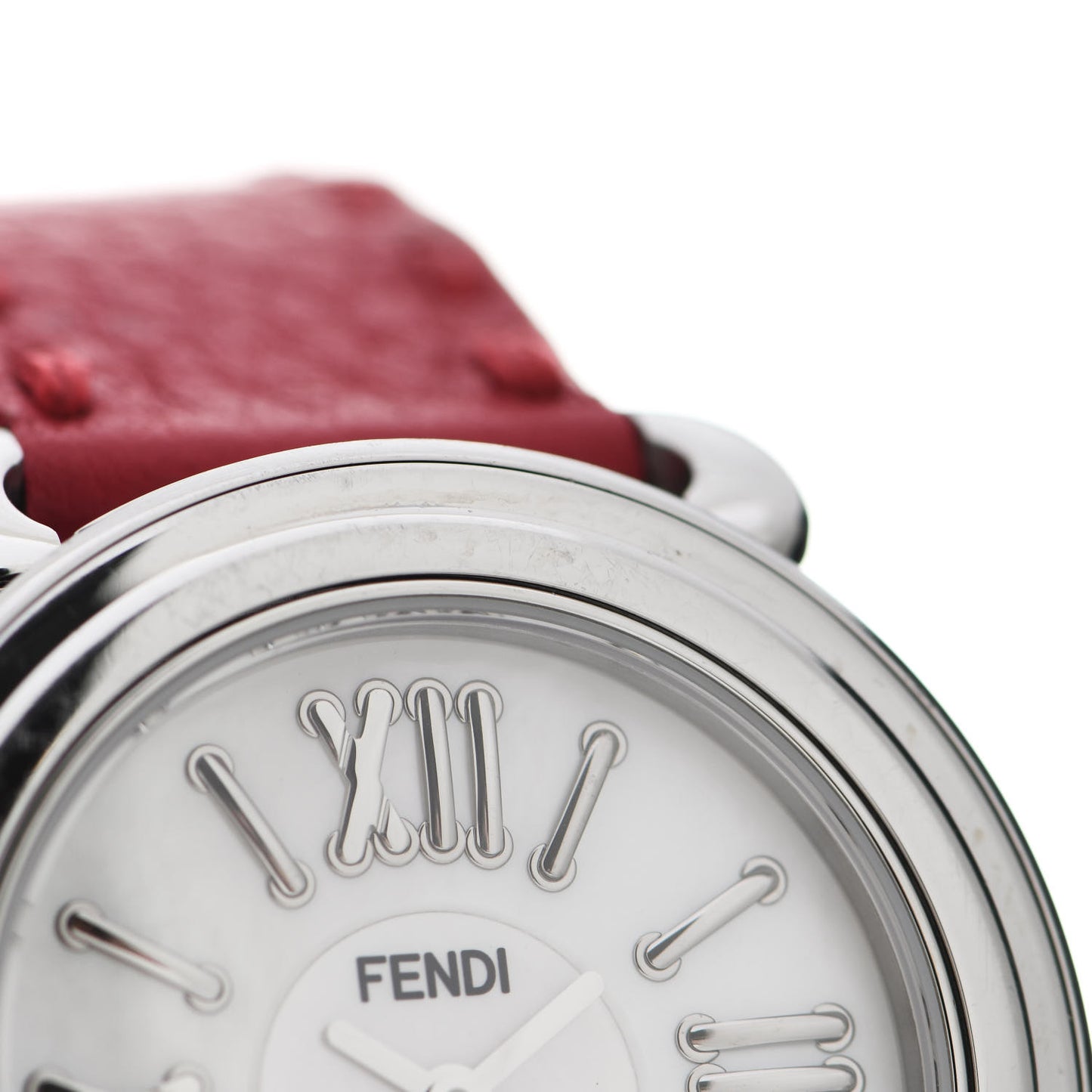 Stainless Steel Calfskin Mother of Pearl 37mm Selleria Quartz Watch Red