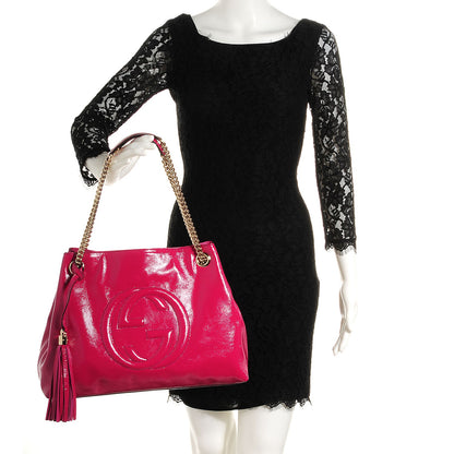 Gucci Vernice Naplack Medium Soho Chain Shoulder Bag Bright Bouganville 2 of 9