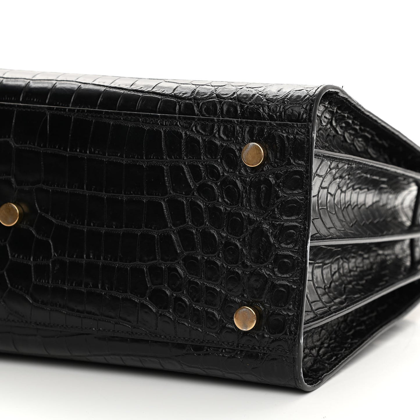 Calfskin Crocodile Embossed Small Sac de Jour Black