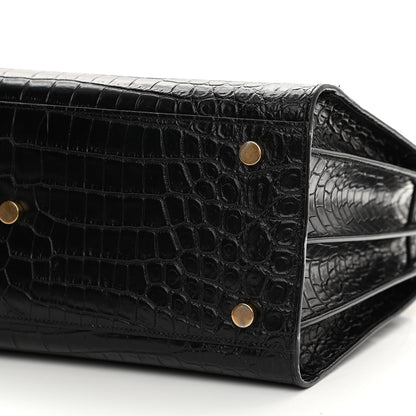 Saint Laurent Calfskin Crocodile Embossed Small Sac de Jour Black 9 of 15