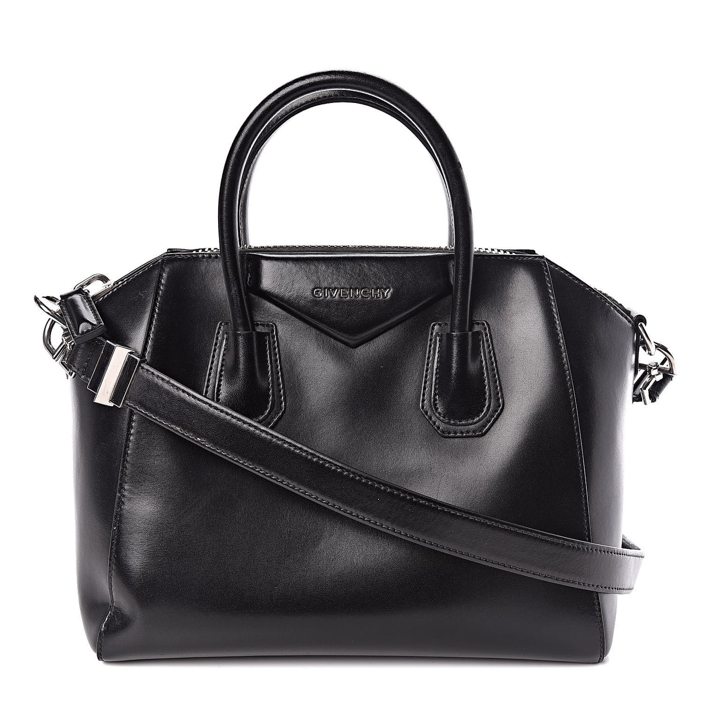 Shiny Lord Calfskin Small Antigona Black