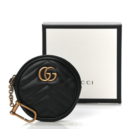 Gucci Calfskin Matelasse GG Marmont Round Coin Purse Black 13 of 13