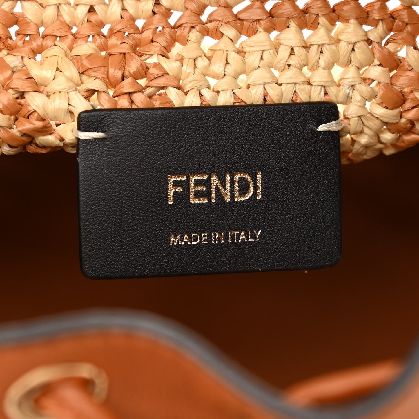 Raffia Vitello Seta F is Fendi FF Woven Mini Mon Tresor Bucket Bag Brick Natural