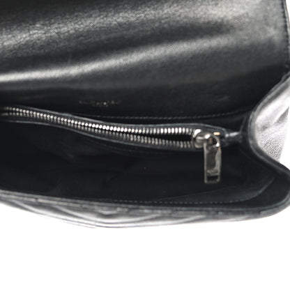 Saint Laurent Sheepskin Matelasse Chevron Monogram Medium College Bag Black 4 of 20