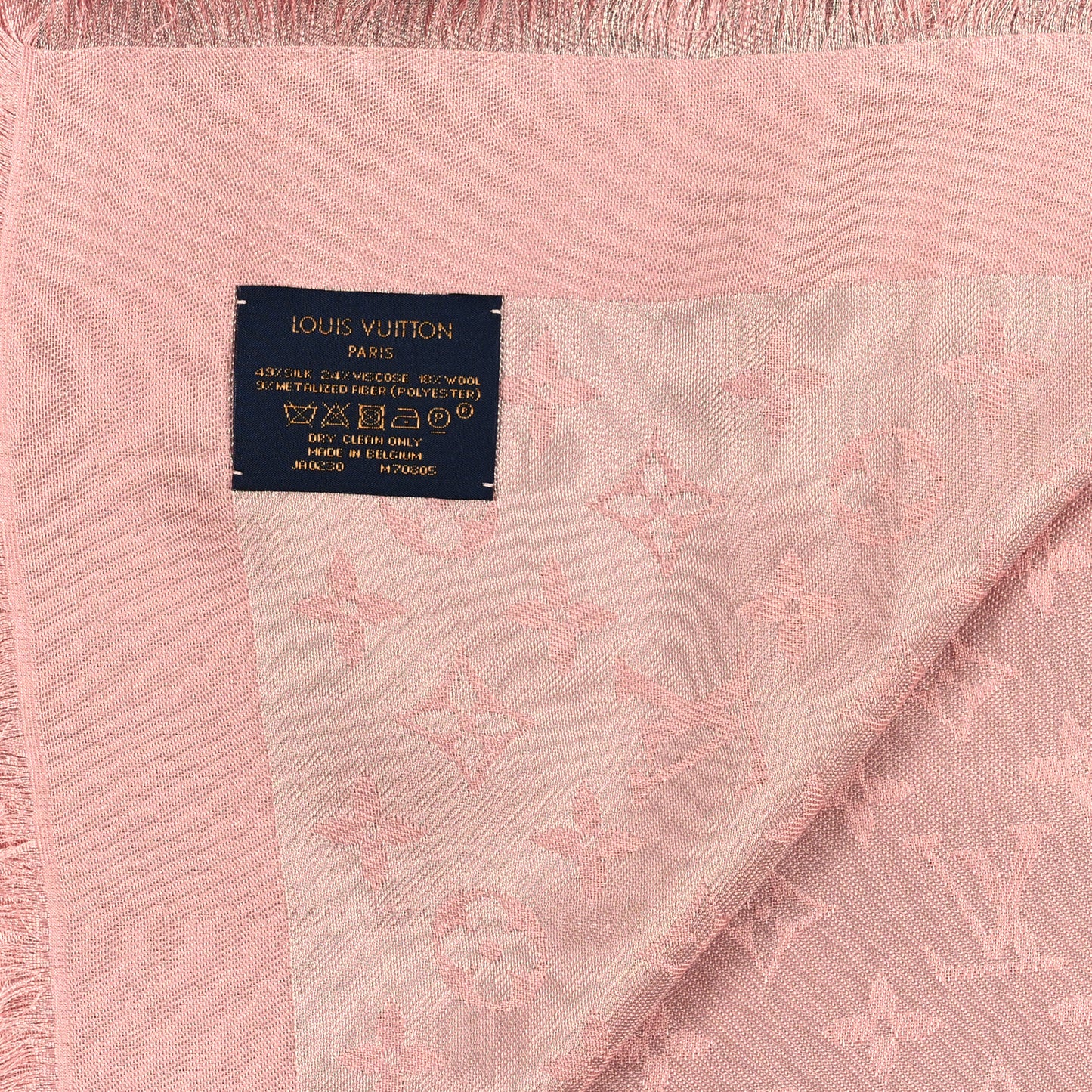 Silk Lurex Wool Monogram Shine Shawl Rose Velours