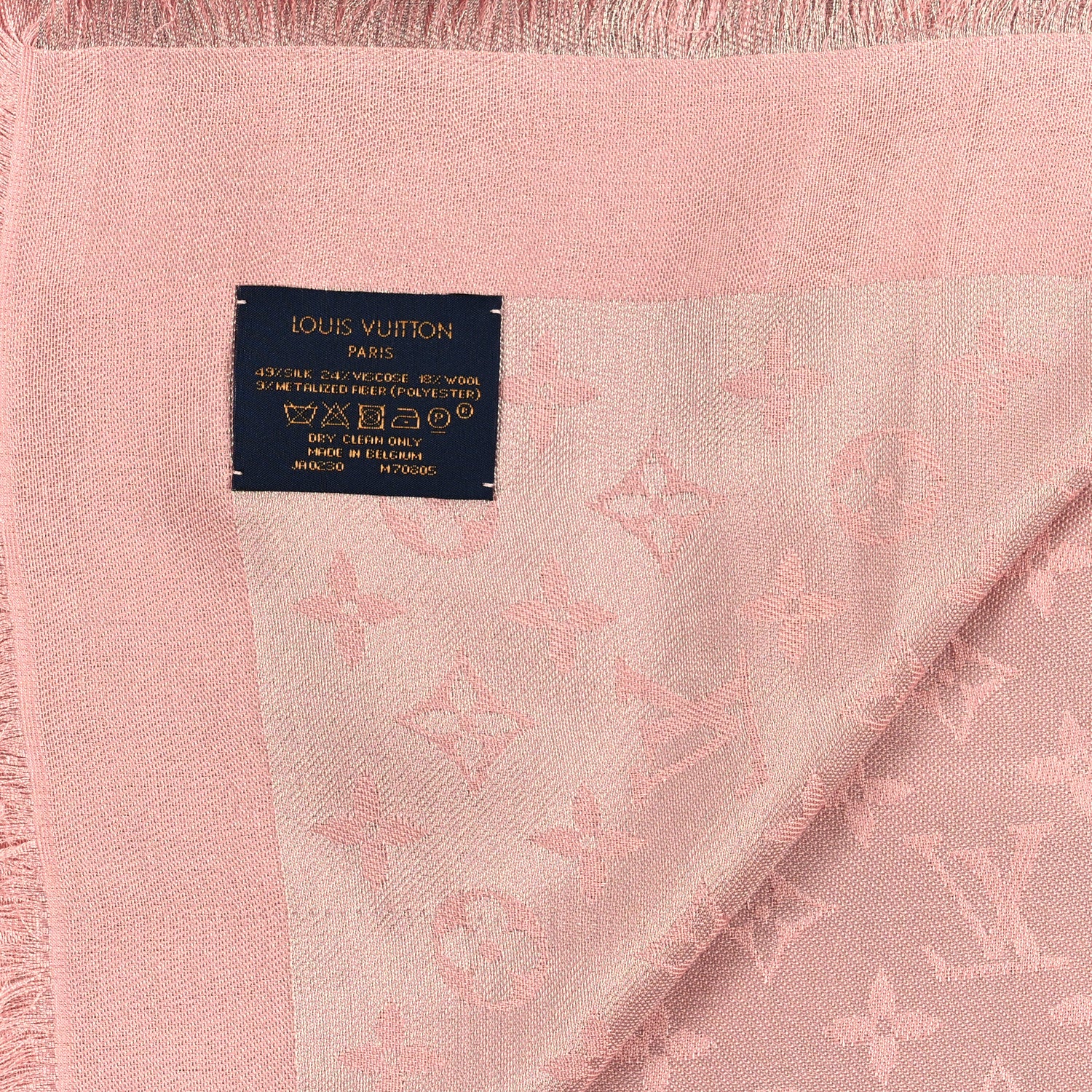 Louis Vuitton Silk Lurex Wool Monogram Shine Shawl Rose Velours 3 of 4