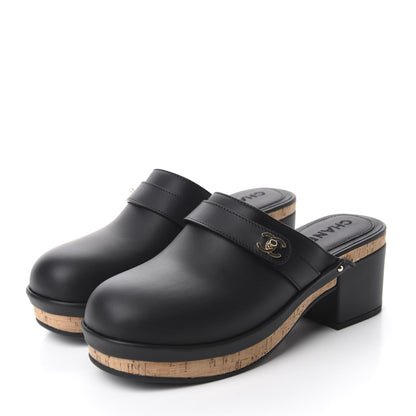 Chanel Calfskin CC Turn Lock Clog 39 Black 3 of 9