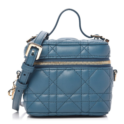 Christian Dior Lambskin Cannage Micro Lady Dior Vanity Case Blue 1 of 8