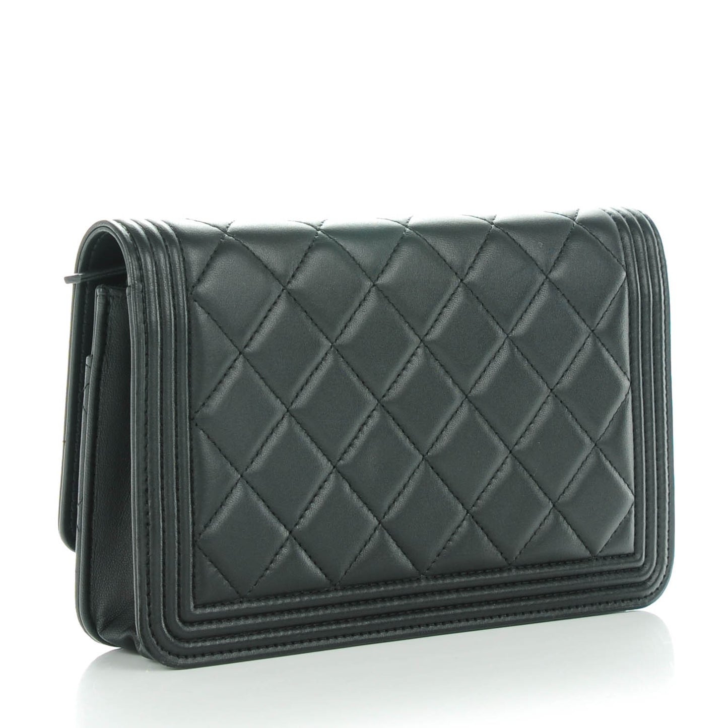 Lambskin Quilted Boy Wallet On Chain WOC Black