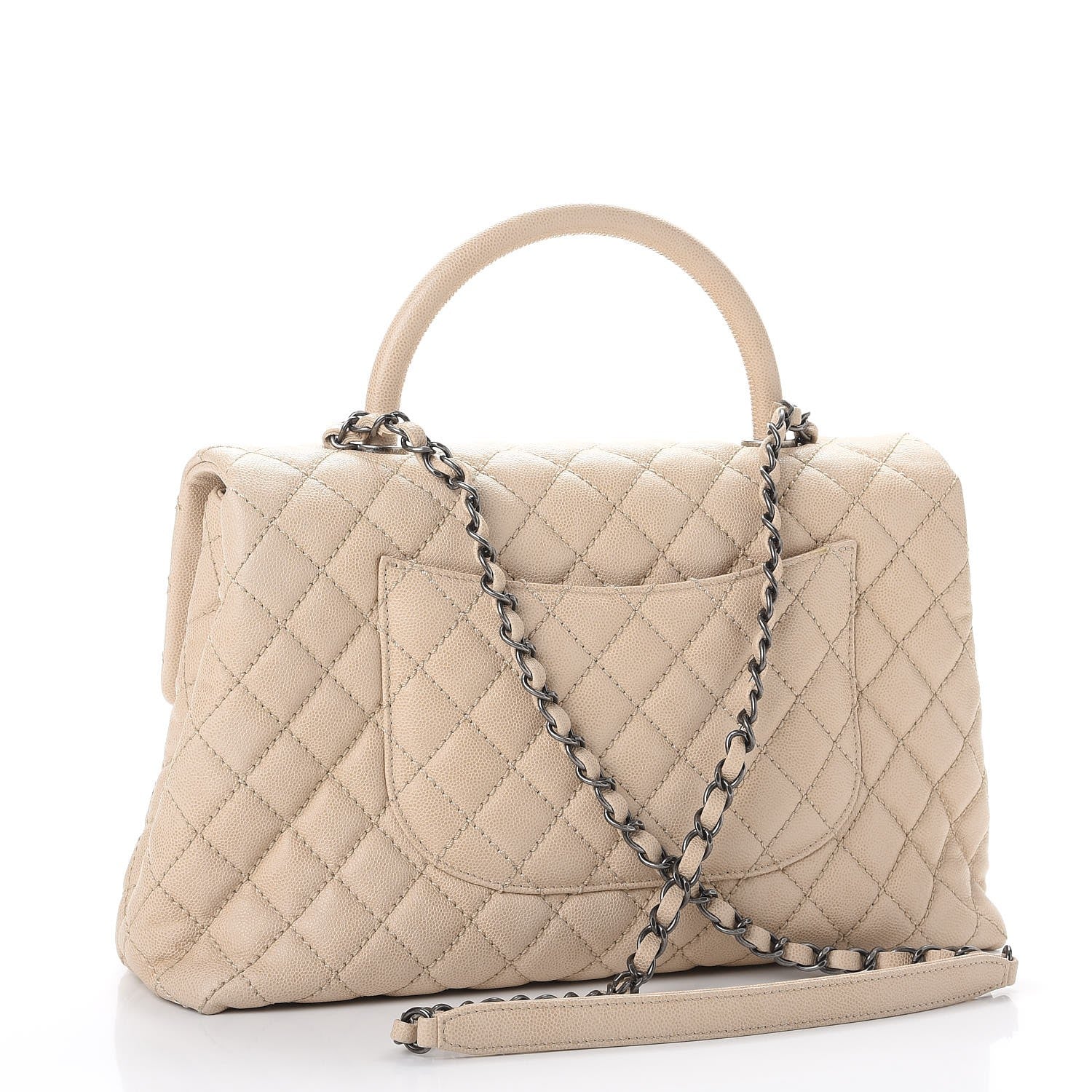 Chanel Caviar Quilted Medium Coco Handle Flap Light Beige 3 of 12