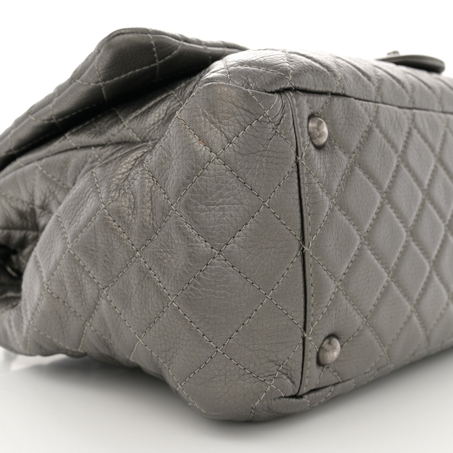 Chanel Metallic Metallized Calfskin Quilted XXL Travel Flap Bag Dark Silver 9 of 12