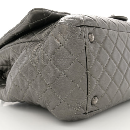 Chanel Metallic Metallized Calfskin Quilted XXL Travel Flap Bag Dark Silver 9 of 12