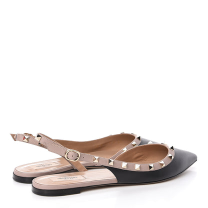 Valentino Garavani Nappa Rockstud Slingback Flats 41 Black Poudre 4 of 8