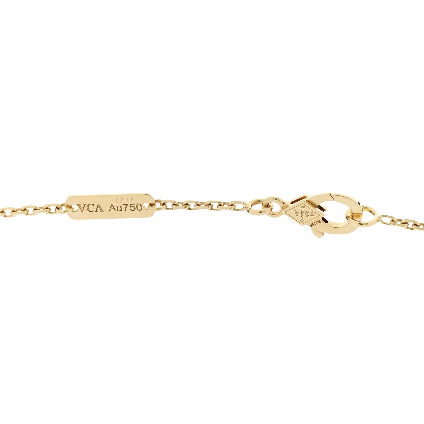 18K Yellow Gold Diamond Yellow Mother of Pearl Vintage Alhambra Pendant Necklace