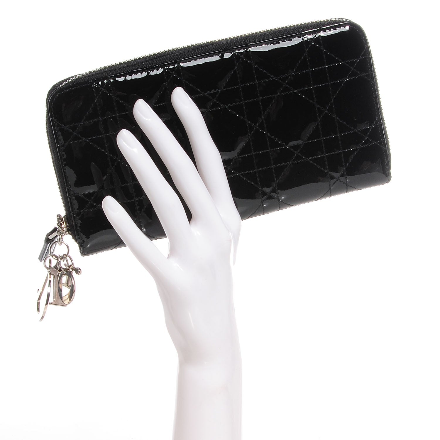 Christian Dior Patent Cannage Lady Dior Continental Wallet Black 2 of 8