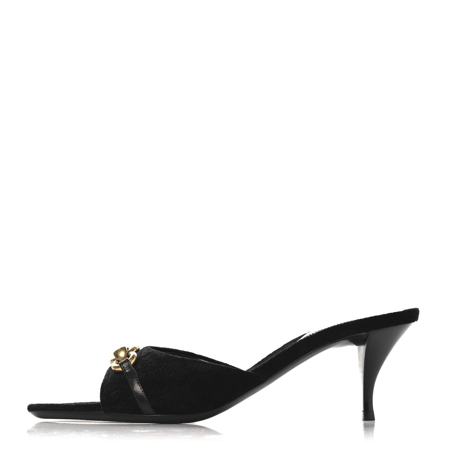 Suede All-Over Monogram Le Maillon 60 Mules 38.5 Black