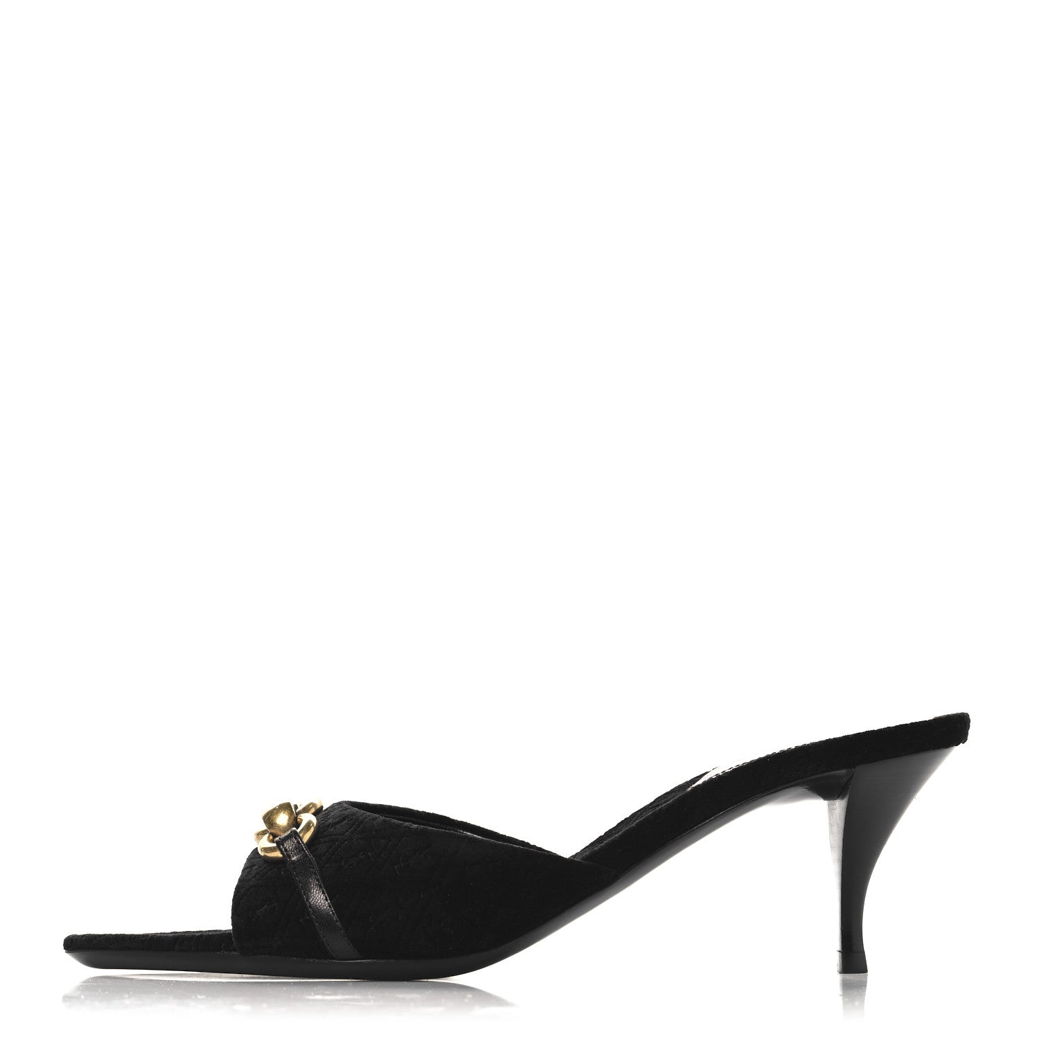 Saint Laurent Suede All-Over Monogram Le Maillon 60 Mules 38.5 Black 1 of 9