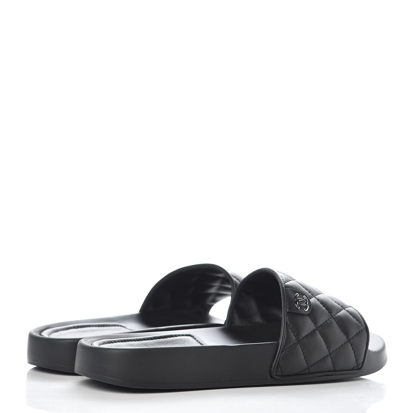 Lambskin Quilted CC Mules Sandals 39 Black