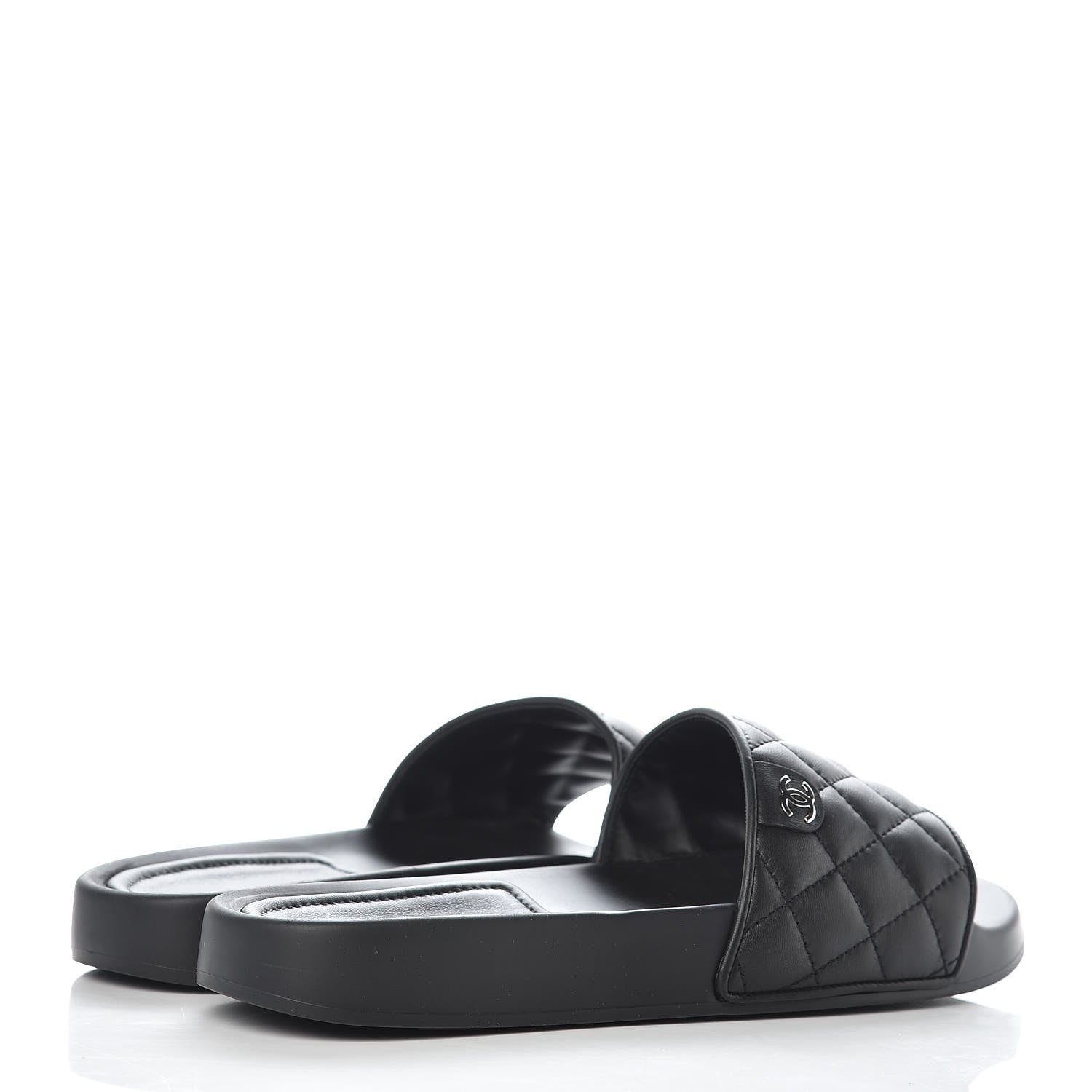 Chanel Lambskin Quilted CC Mules Sandals 39 Black 4 of 9