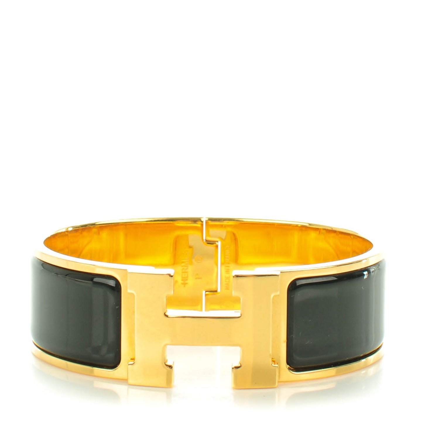 Enamel Wide Clic Clac H Bracelet GM Black