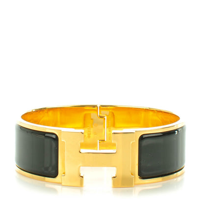 Hermes Enamel Wide Clic Clac H Bracelet GM Black 1 of 5