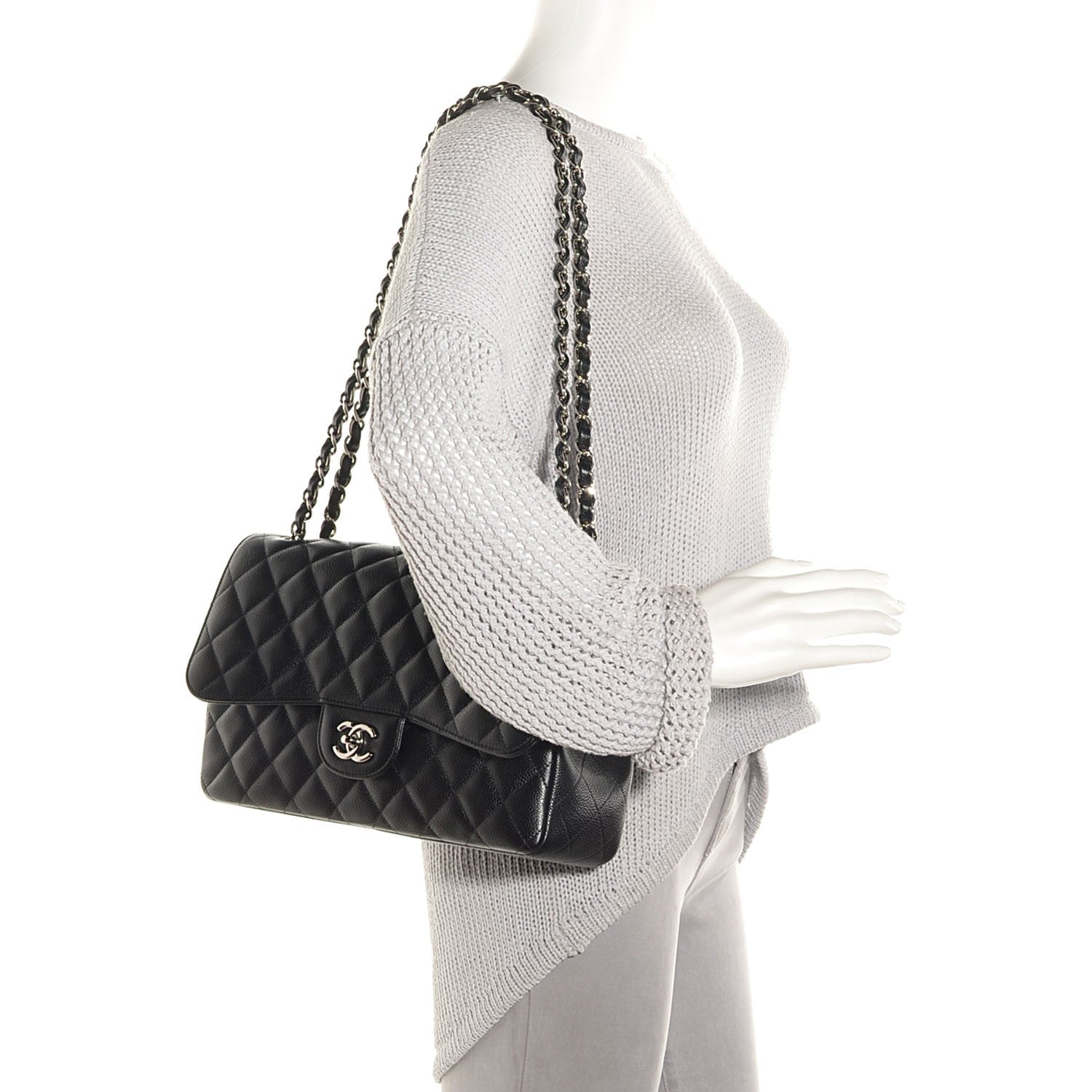 Chanel Caviar Quilted Jumbo Double Flap Black 2 of 9