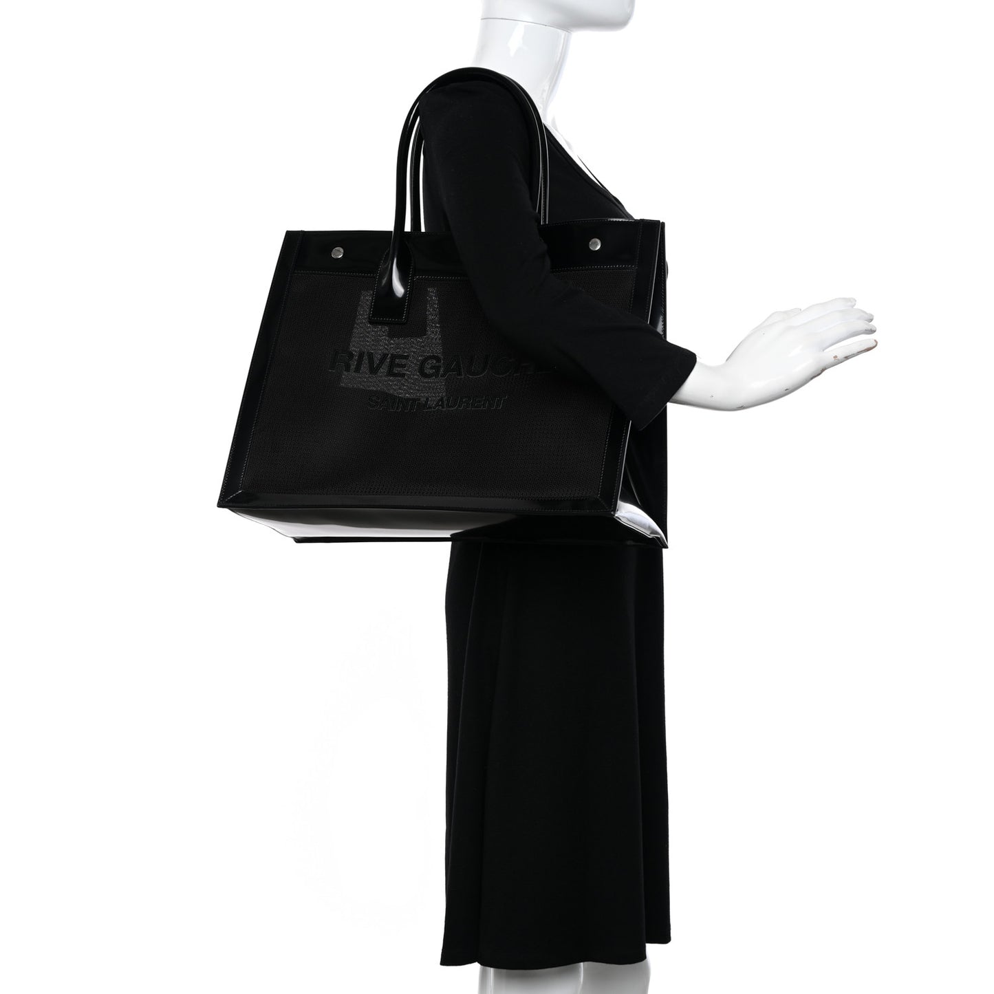 Mesh Patent Rive Gauche Tote Black
