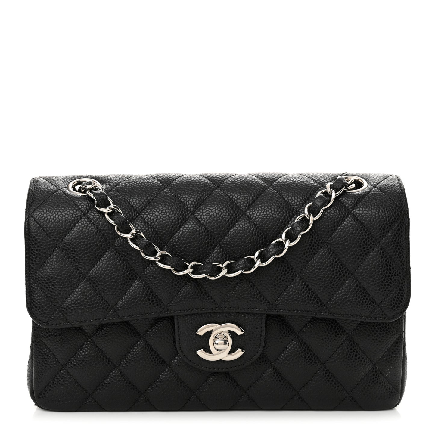 Caviar Quilted Small Double Flap Black