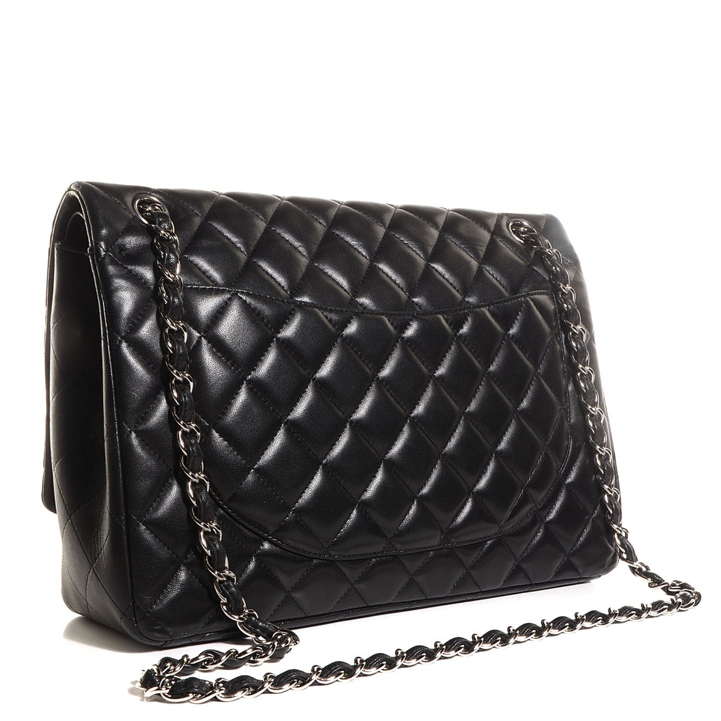 Lambskin Quilted Maxi Double Flap Black