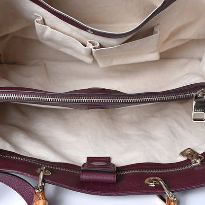 Gucci Calfskin Large Bamboo Shopper Tote Burgundy 4 of 11