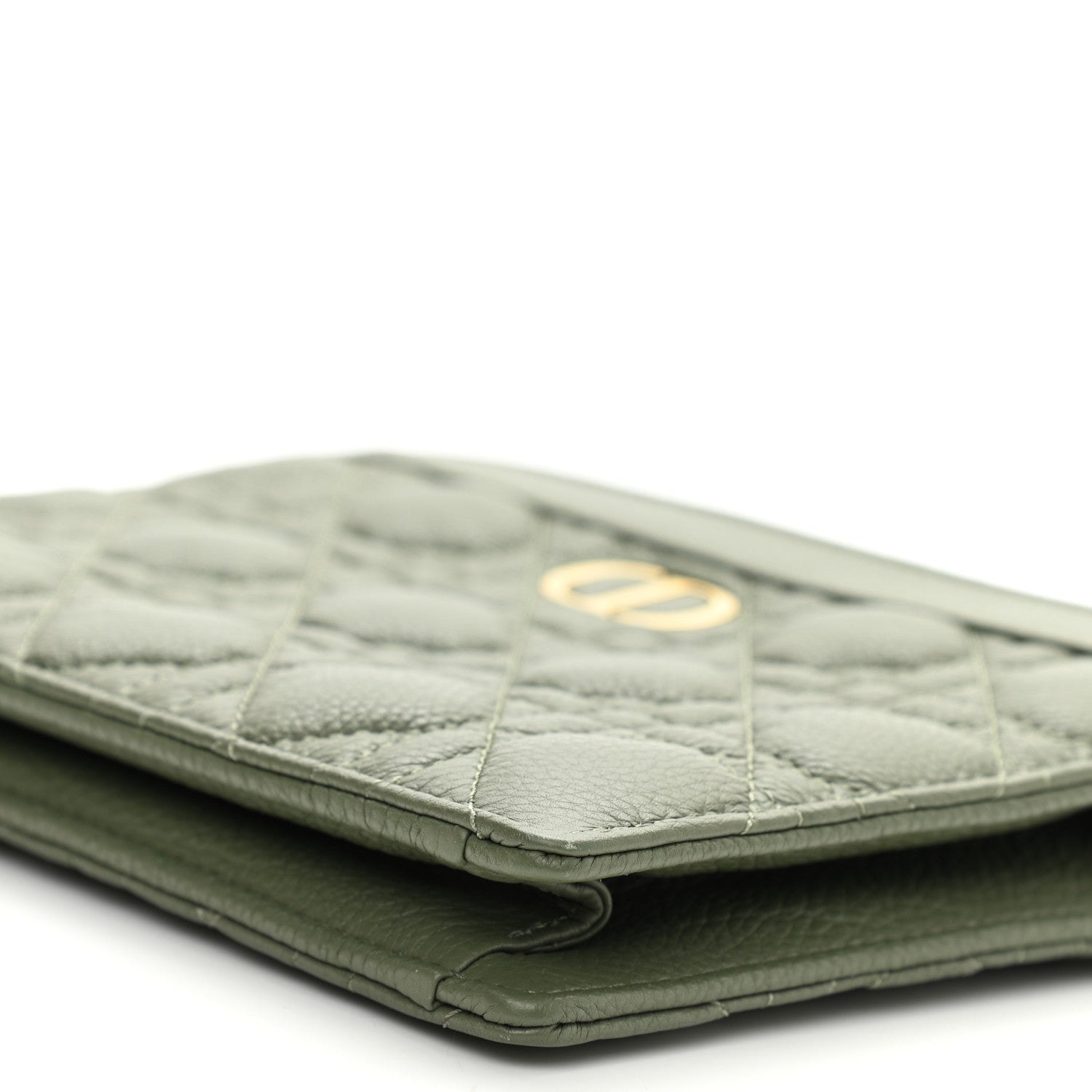 Christian Dior Calfskin Cannage Caro Zipped Pouch With Chain Cedar Green 10 of 10