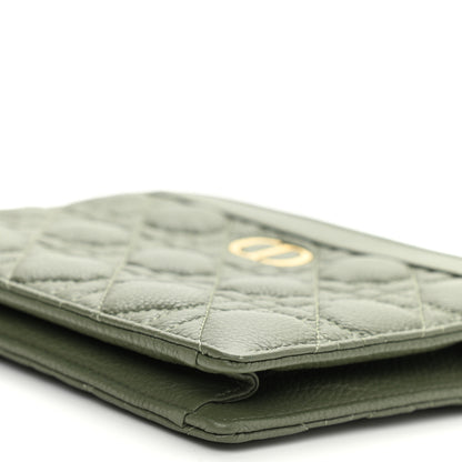 Christian Dior Calfskin Cannage Caro Zipped Pouch With Chain Cedar Green 10 of 10