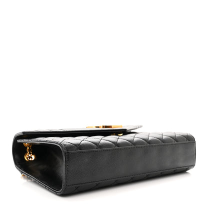 Saint Laurent Grain De Poudre Textured Mixed Matelasse Triquilt Medium Monogram Satchel Black 4 of 14