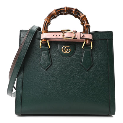 Gucci Textured Dollar Calfskin Web Small Diana Tote Bag Vintage Green Powder Pink 1 of 10