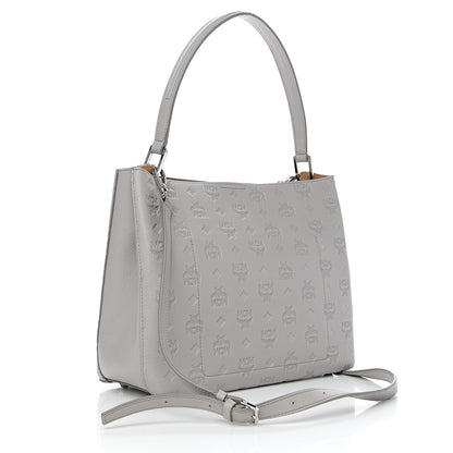 MCM Calfskin Ottomar Monogram Sarah Convertible Hobo Dove 2 of 9