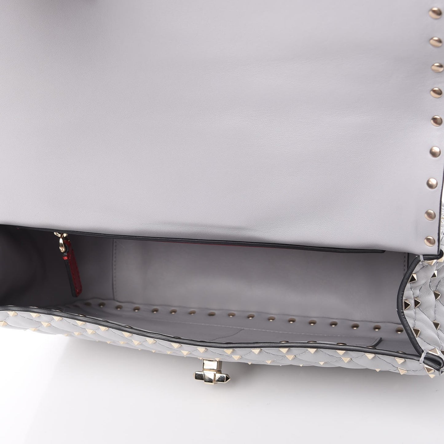 Nappa Large Rockstud Spike Shoulder Bag Pastel Grey