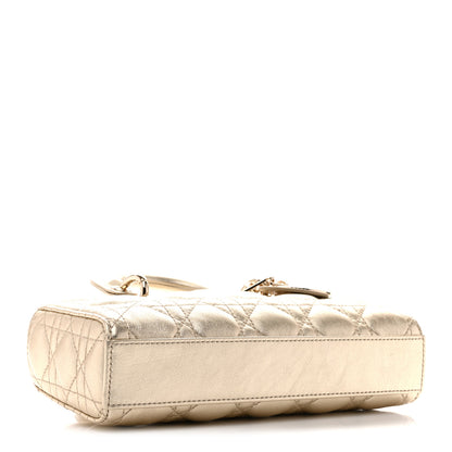 Christian Dior Metallic Lambskin Cannage Small Lady D-Joy Gold 3 of 9