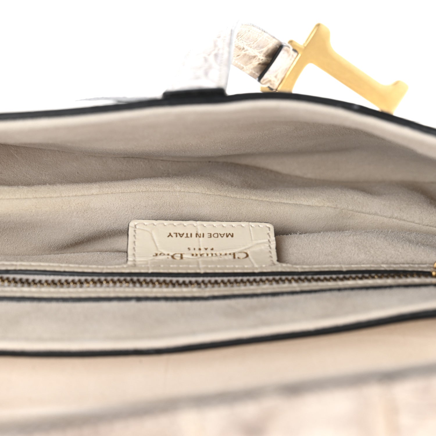 Christian Dior Niloticus Crocodile Himalaya Saddle Bag Latte 4 of 9