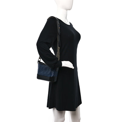 Chanel Aged Calfskin Quilted Small Gabrielle Hobo Navy Black 2 of 10