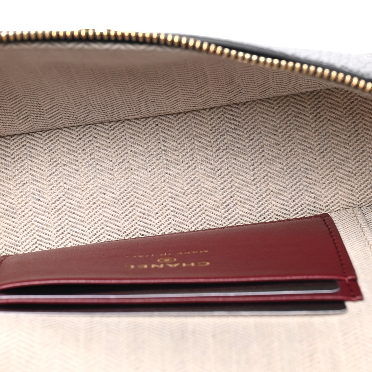 Grained Calfskin Top Handle Slim Vanity Case With Chain Black