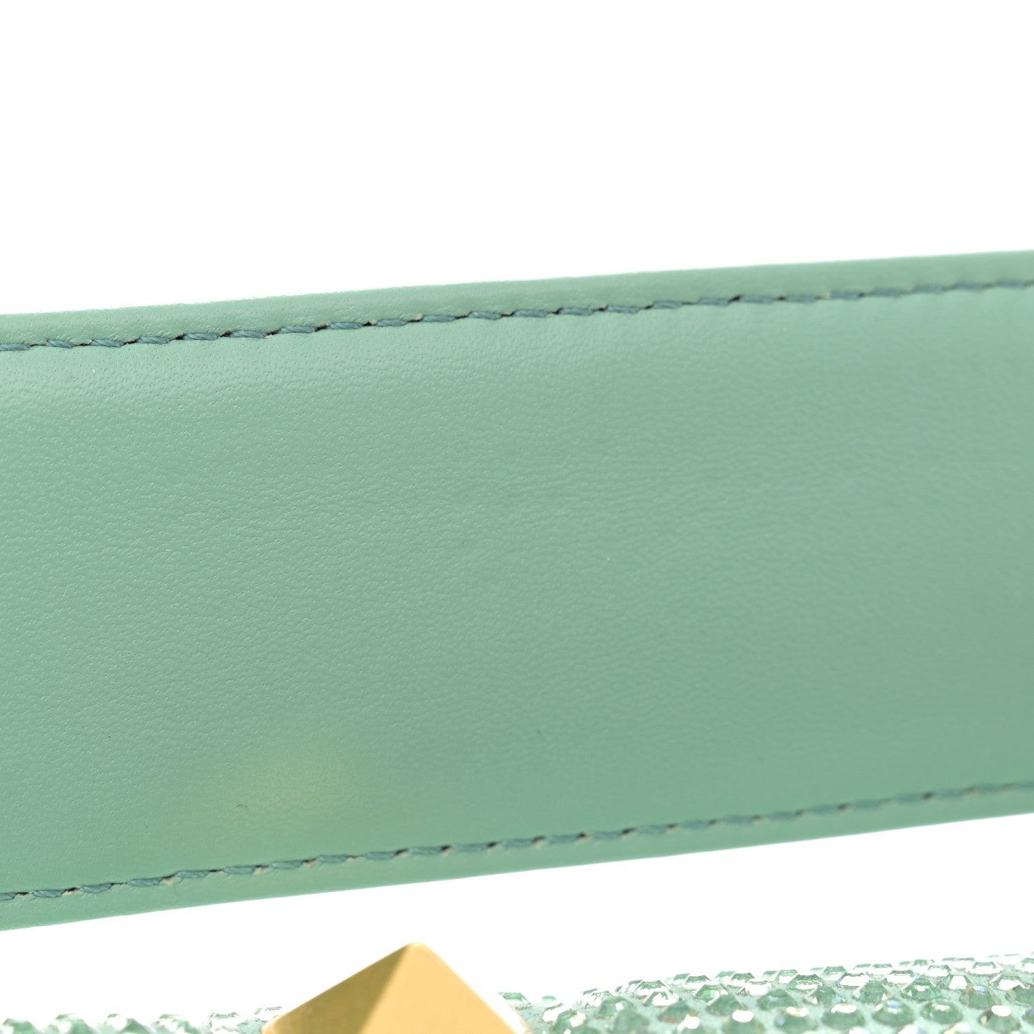 Valentino Garavani Crystal Suede Small Roman Stud Shoulder Bag Green 10 of 10