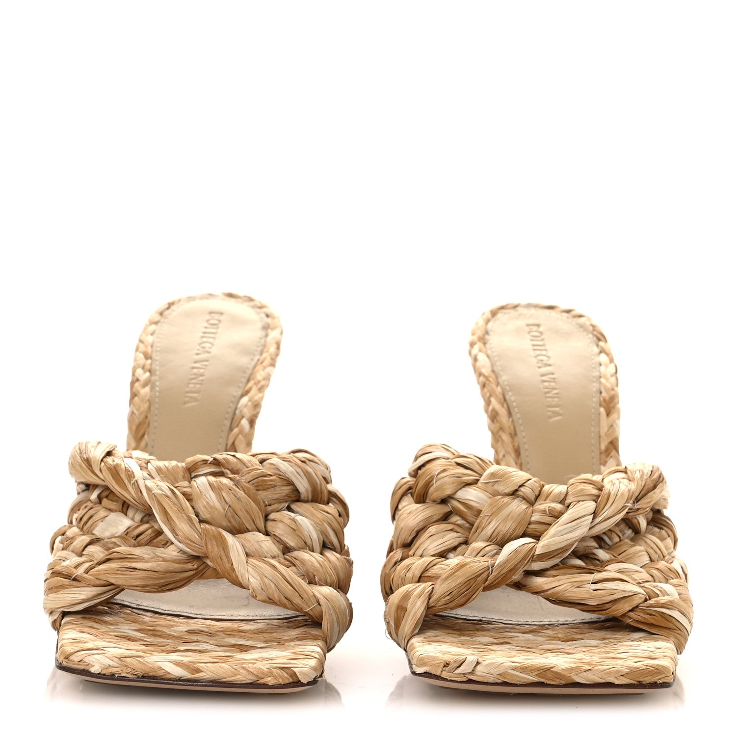 Bottega Veneta Raffia Twisted Intrecciato Stretch Mule Sandals 36 Macadamia 3 of 10