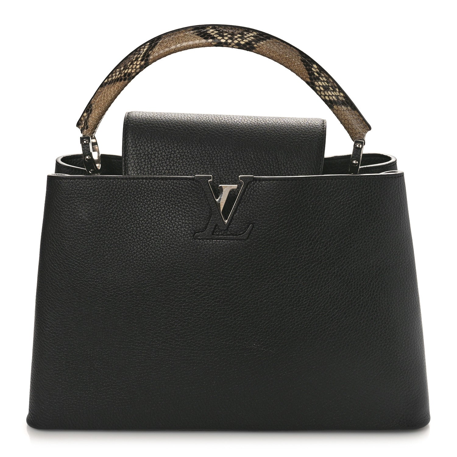 Louis Vuitton Taurillon Snakeskin Capucines MM Black 1 of 9