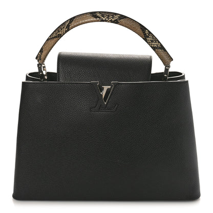 Louis Vuitton Taurillon Snakeskin Capucines MM Black 1 of 9