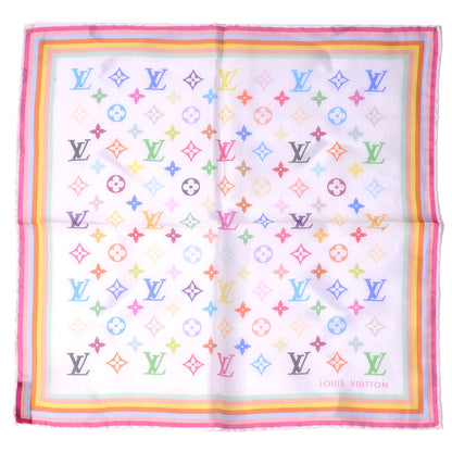 Louis Vuitton Silk Monogram Multicolor Square Scarf White 2 of 3