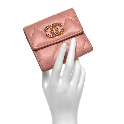 Chanel Goatskin Quilted Chanel 19 Small Flap Wallet Pink 2 of 10
