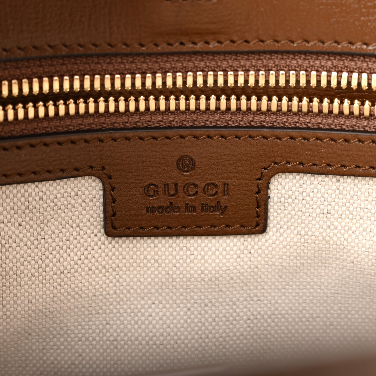 GG Supreme Monogram Azalea Calfskin Small Retro Interlocking G Tote Bag Beige Ebony Brown Sugar