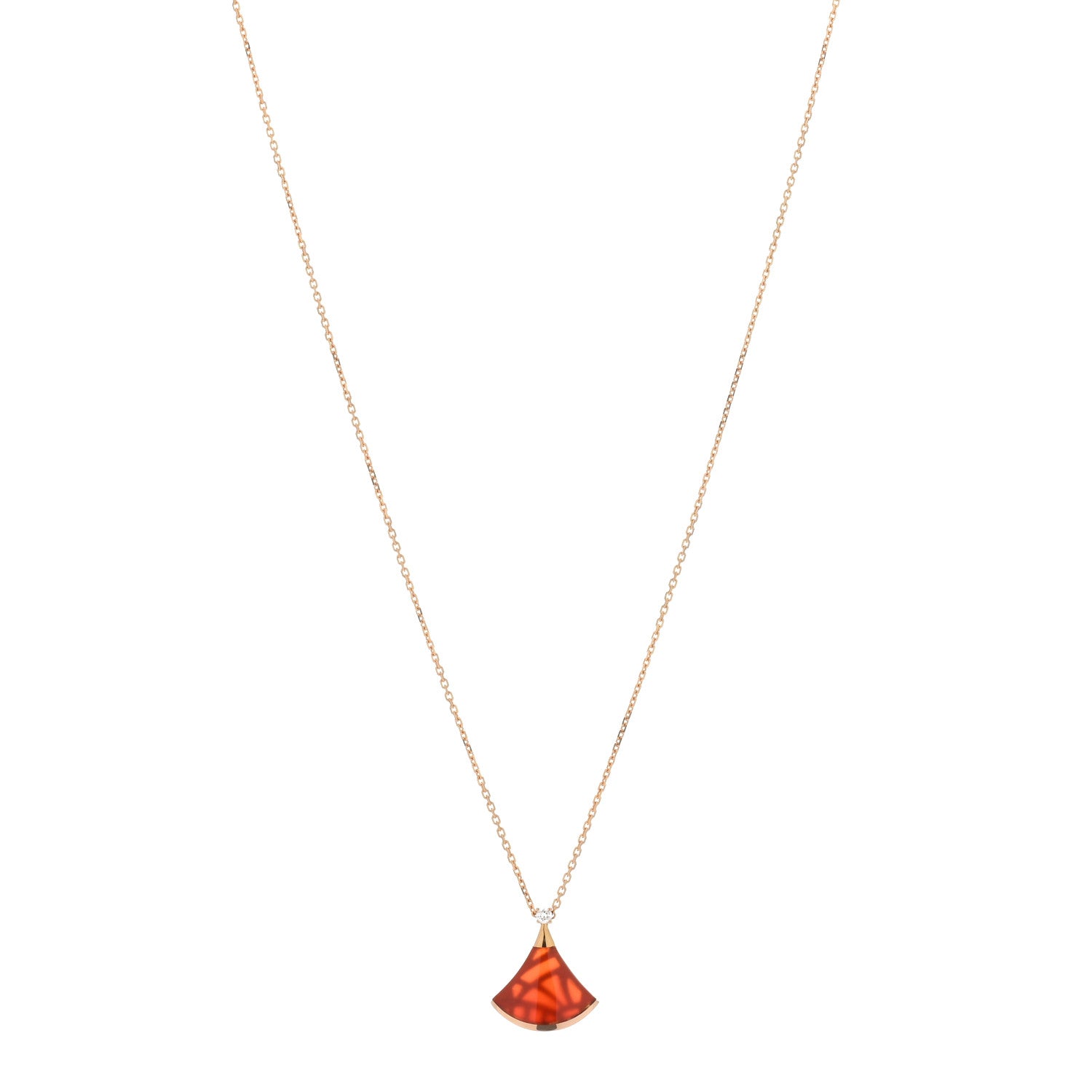 Bulgari 18K Rose Gold Diamond Carnelian Divas' Dream Pendant Necklace 1 of 3